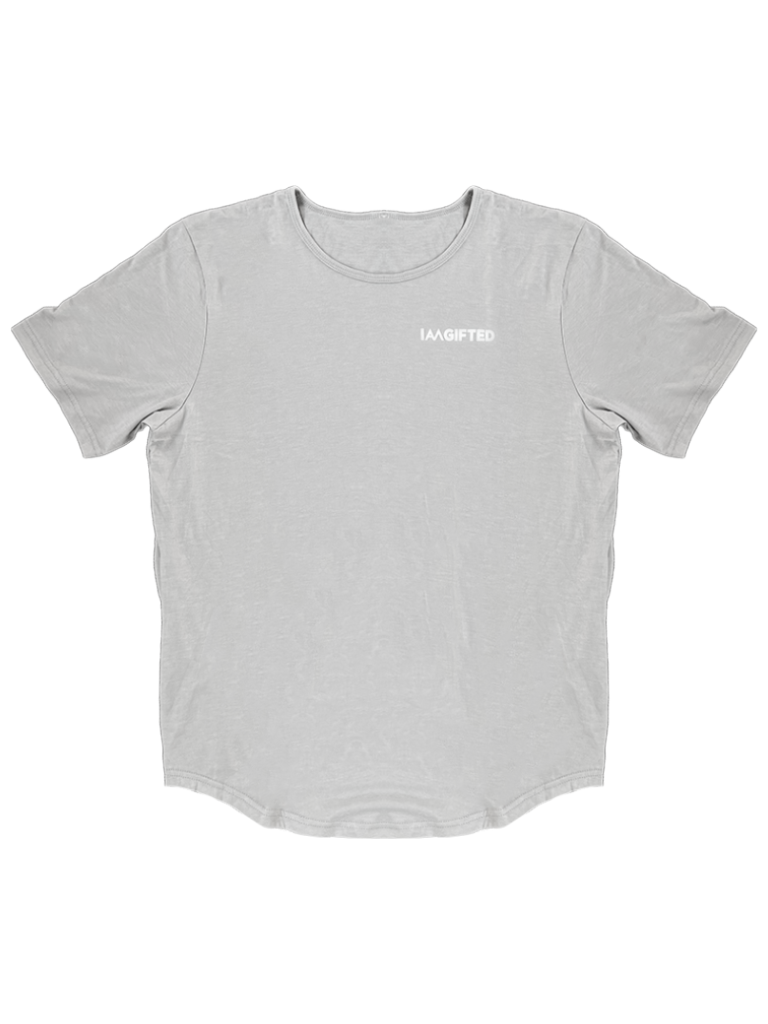 Curved Hem Tee in Grey